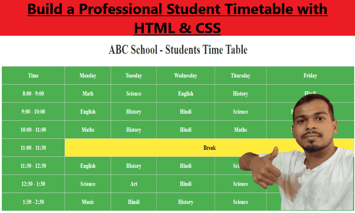 How to Create a Professional Student Timetable Using HTML &amp; CSS